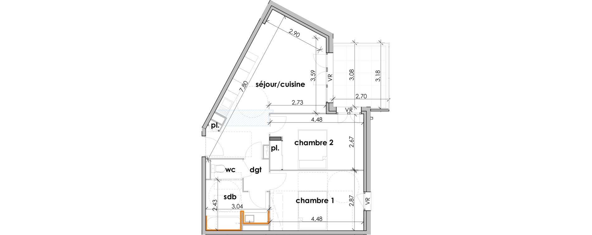 Appartement T3 de 58,22 m2 &agrave; Sauvian Centre