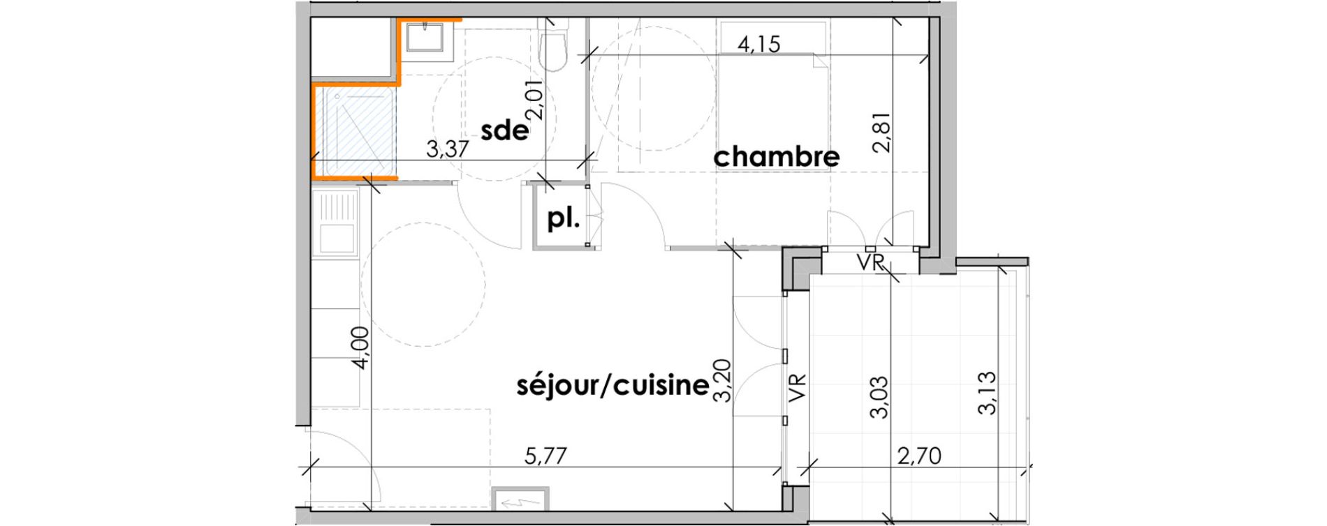 Appartement T2 de 38,47 m2 &agrave; Sauvian Centre