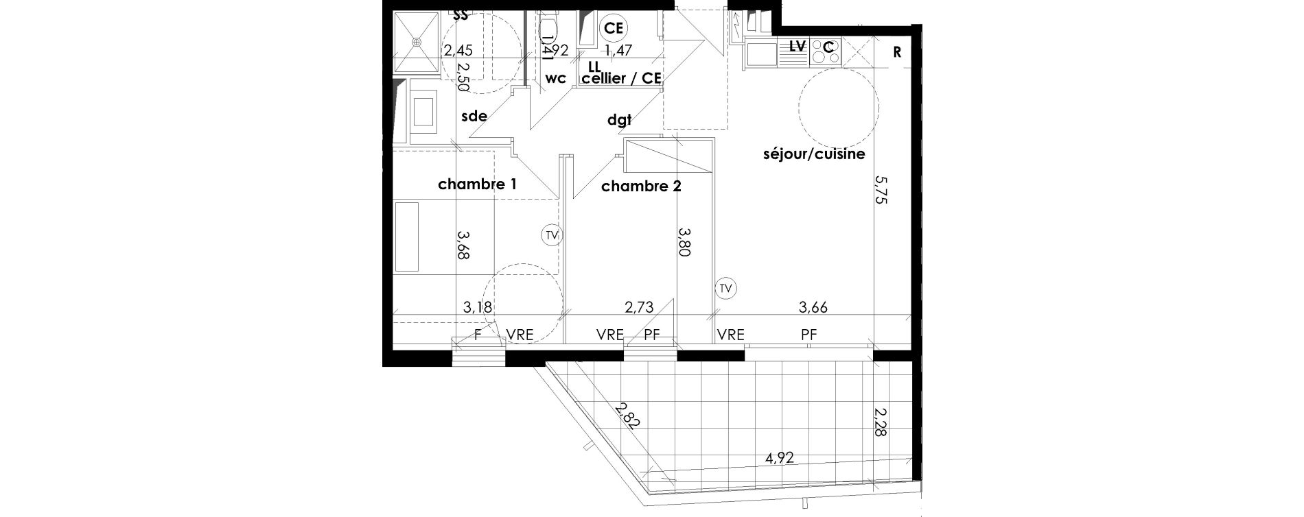 Appartement T3 de 56,65 m2 &agrave; S&eacute;rignan Les jardins de serignan