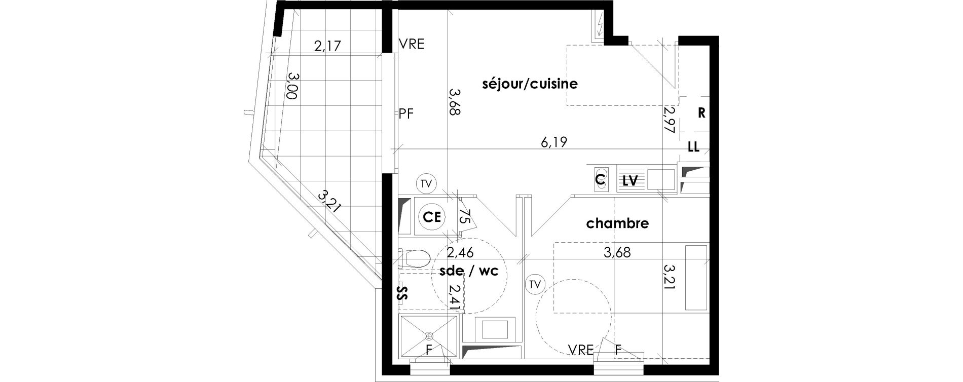 Appartement T2 de 39,60 m2 &agrave; S&eacute;rignan Les jardins de serignan