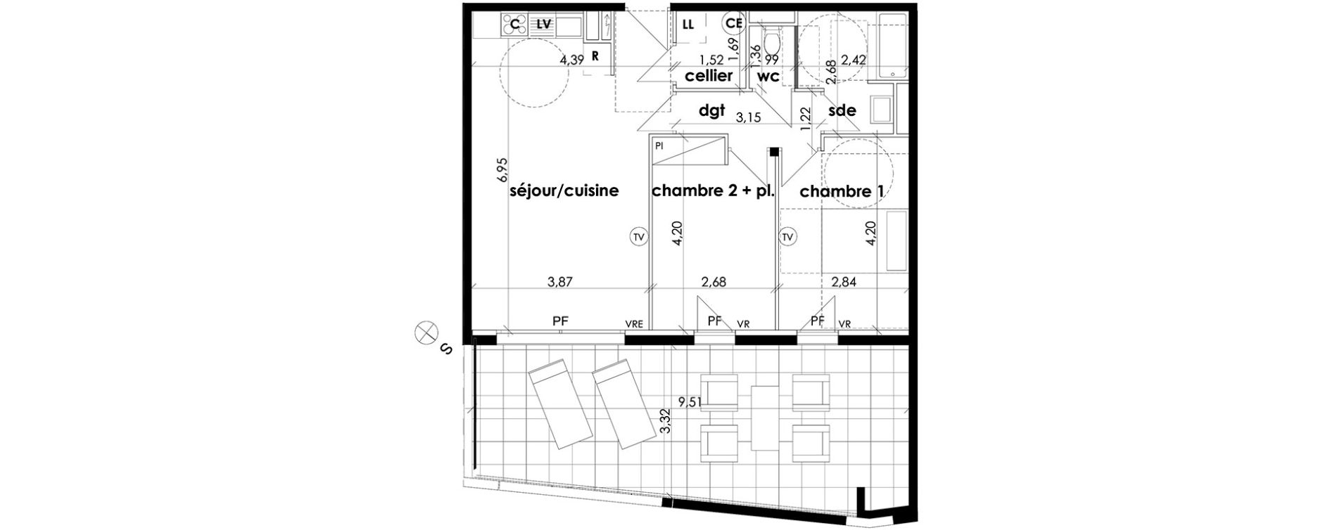 Appartement T3 de 63,20 m2 &agrave; S&eacute;rignan Les jardins de serignan