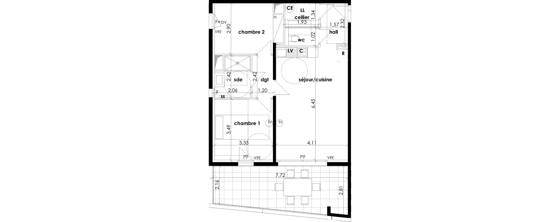 Appartement T3 de 64,55 m2 &agrave; S&eacute;rignan Les jardins de serignan