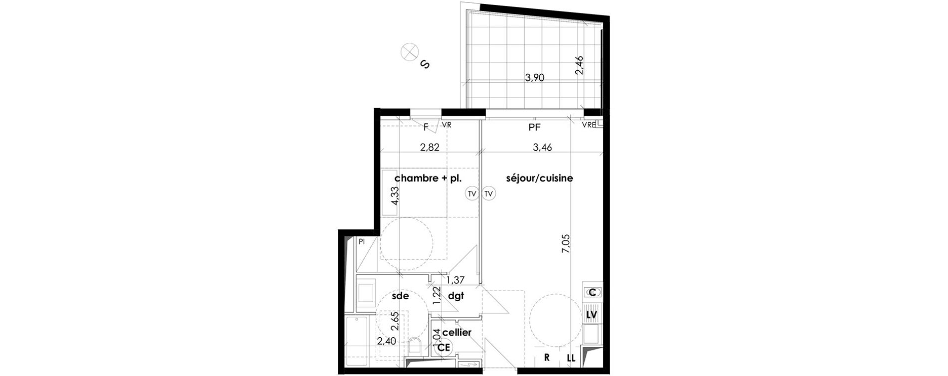 Appartement T2 de 45,75 m2 &agrave; S&eacute;rignan Les jardins de serignan