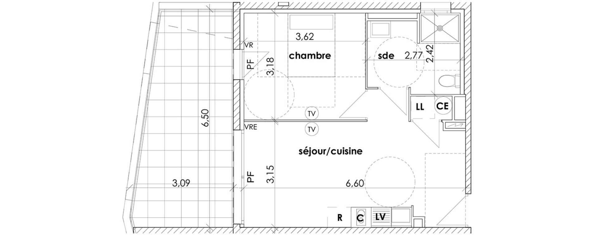 Appartement T2 de 40,10 m2 &agrave; S&eacute;rignan Les jardins de serignan