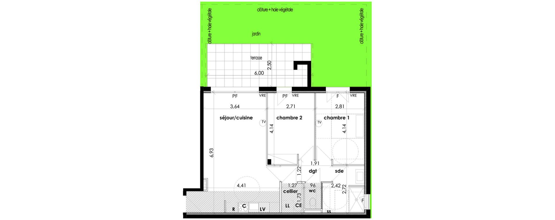 Appartement T3 de 63,65 m2 &agrave; S&eacute;rignan Les jardins de serignan