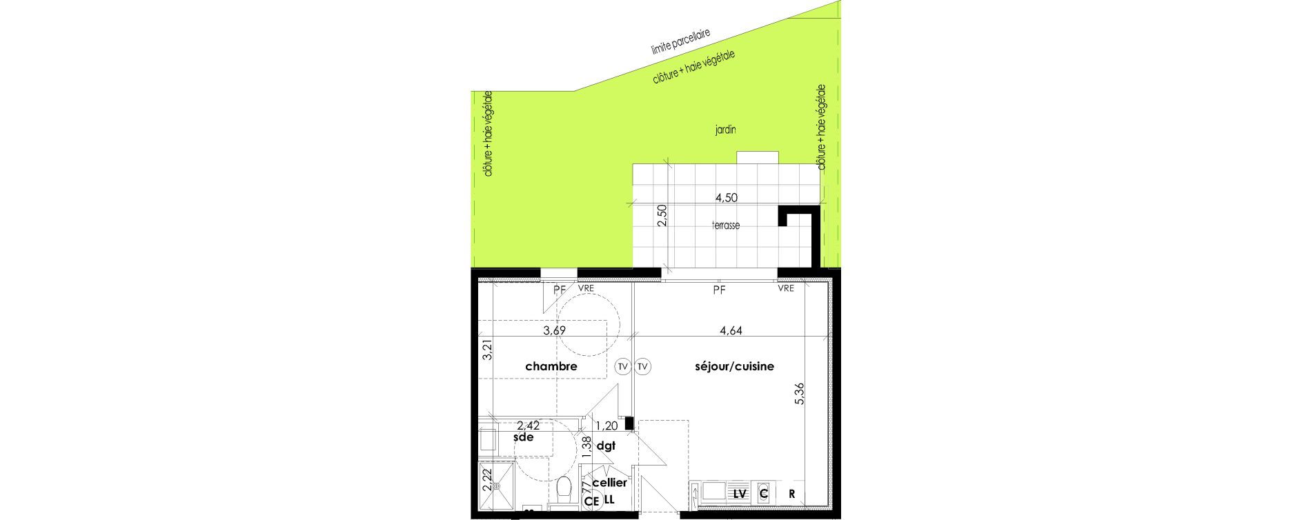 Appartement T2 de 44,70 m2 &agrave; S&eacute;rignan Les jardins de serignan