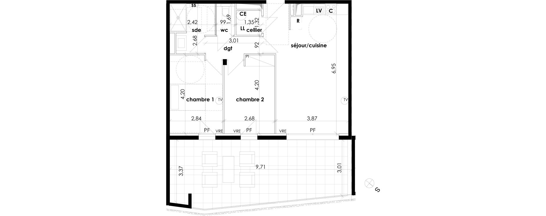 Appartement T3 de 63,05 m2 &agrave; S&eacute;rignan Les jardins de serignan
