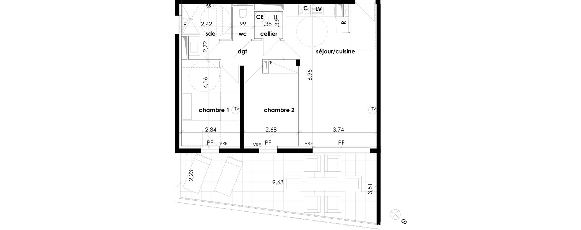 Appartement T3 de 62,30 m2 &agrave; S&eacute;rignan Les jardins de serignan