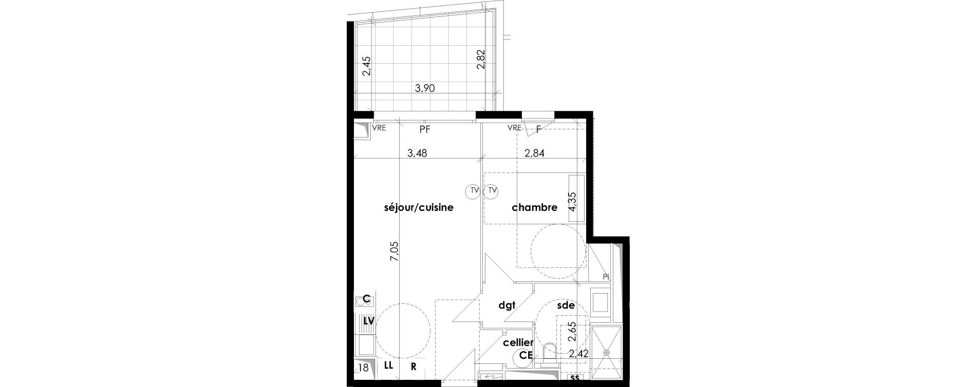 Appartement T2 de 45,95 m2 &agrave; S&eacute;rignan Les jardins de serignan
