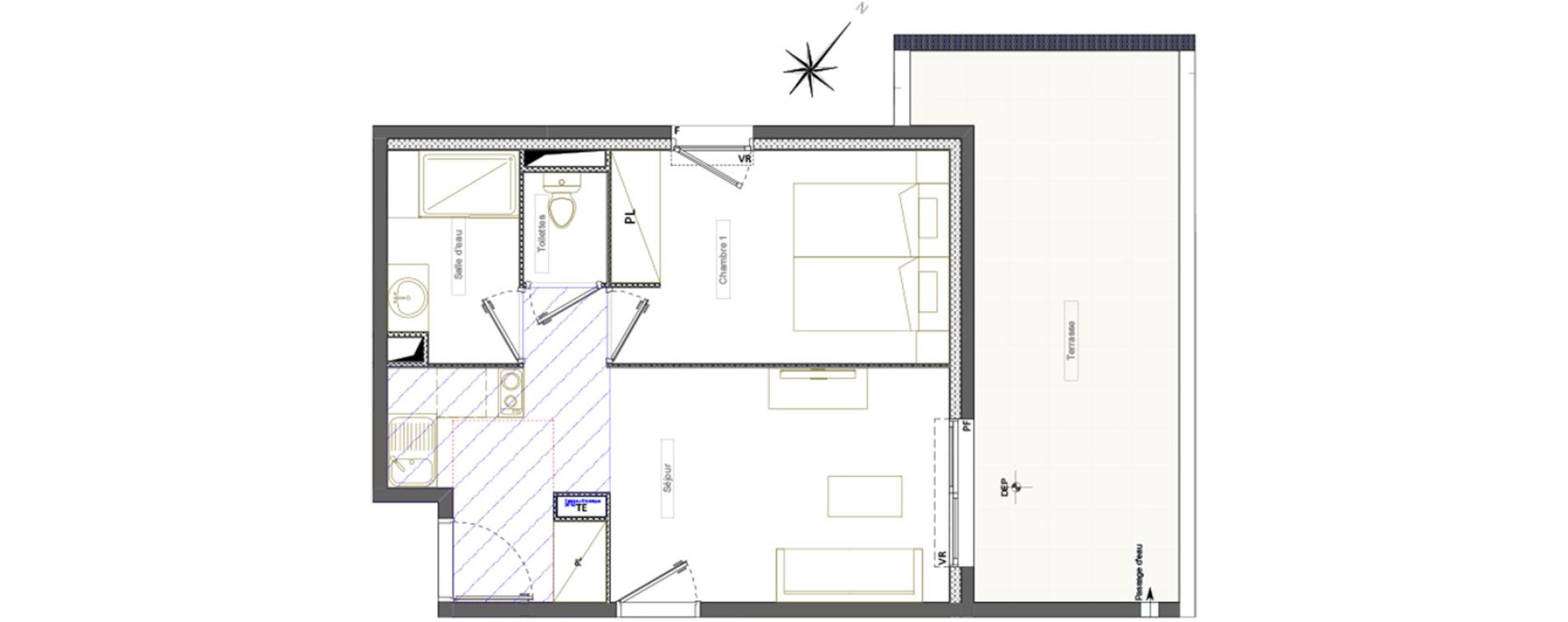 Appartement T2 de 35,25 m2 &agrave; S&eacute;rignan Centre