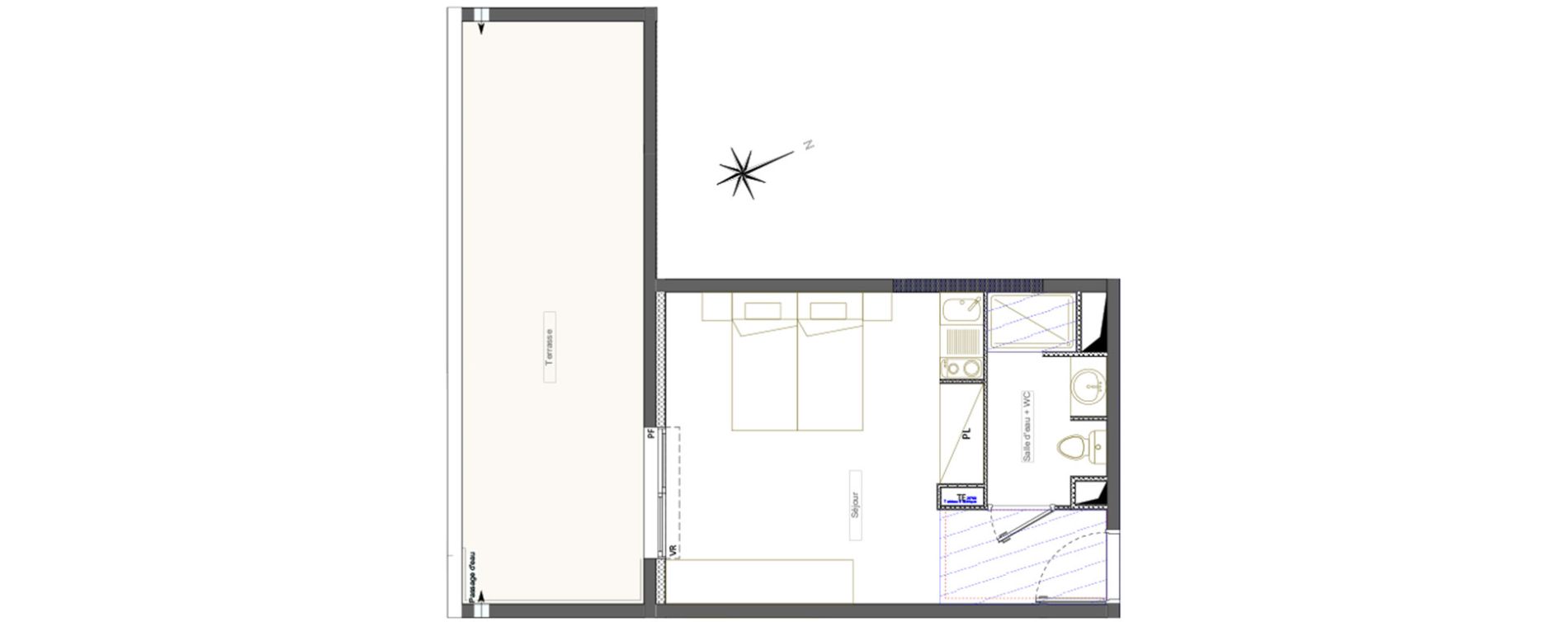 Appartement T1 de 33,25 m2 &agrave; S&eacute;rignan Centre