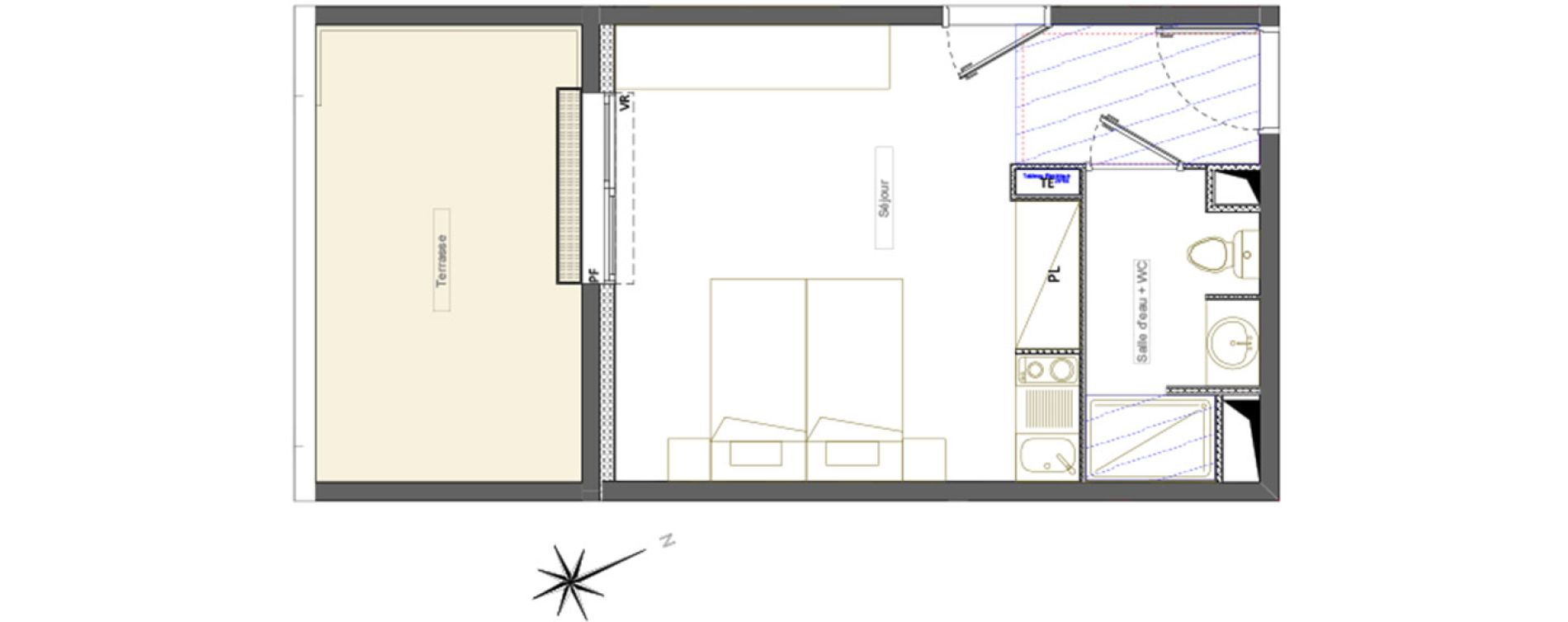 Appartement T1 de 24,80 m2 &agrave; S&eacute;rignan Centre