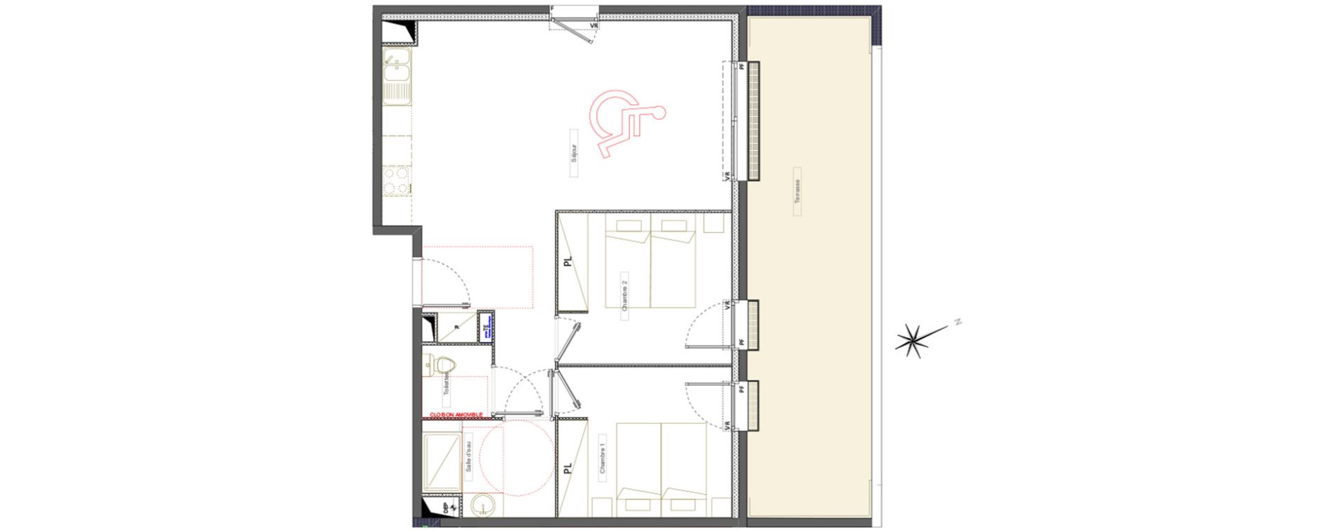 Appartement T3 de 63,14 m2 &agrave; S&eacute;rignan Centre