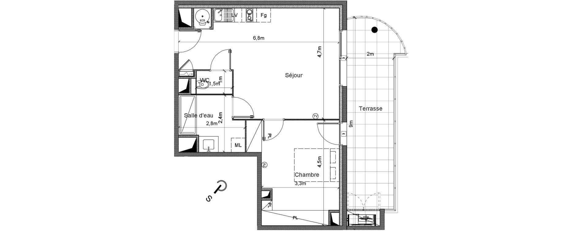 Appartement T2 de 48,90 m2 &agrave; S&eacute;rignan Centre