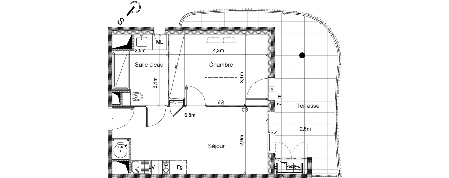 Appartement T2 de 39,00 m2 &agrave; S&eacute;rignan Centre