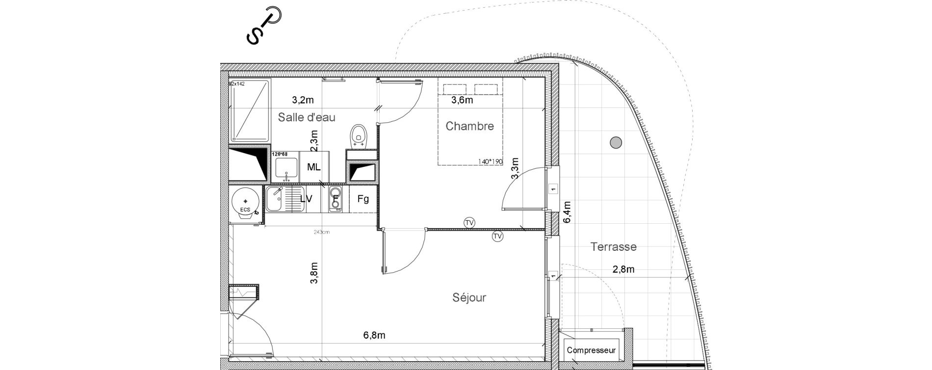 Appartement T2 de 40,10 m2 à Sérignan Centre