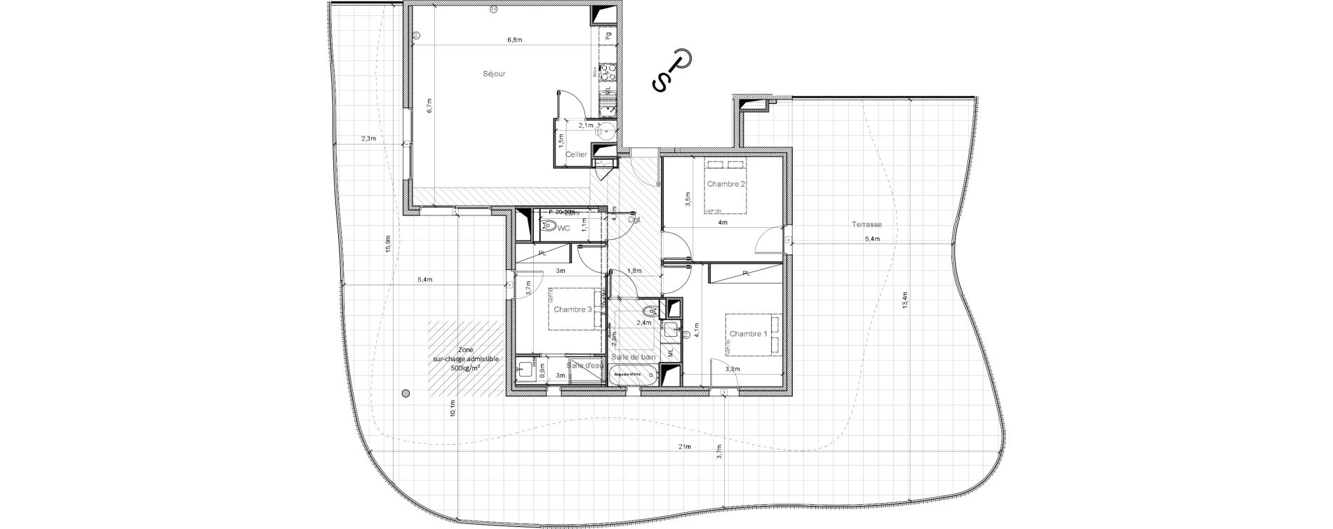 Appartement T4 de 102,70 m2 &agrave; S&eacute;rignan Centre
