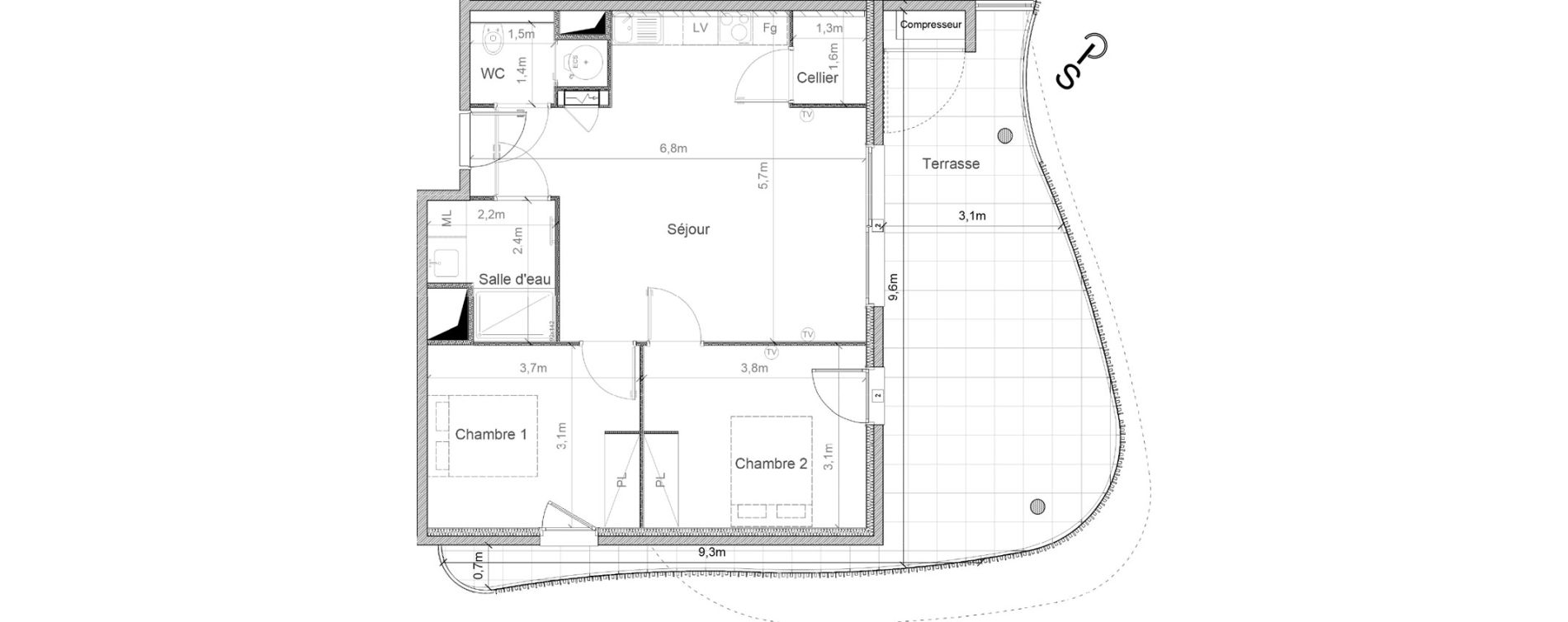Appartement T3 de 62,10 m2 &agrave; S&eacute;rignan Centre