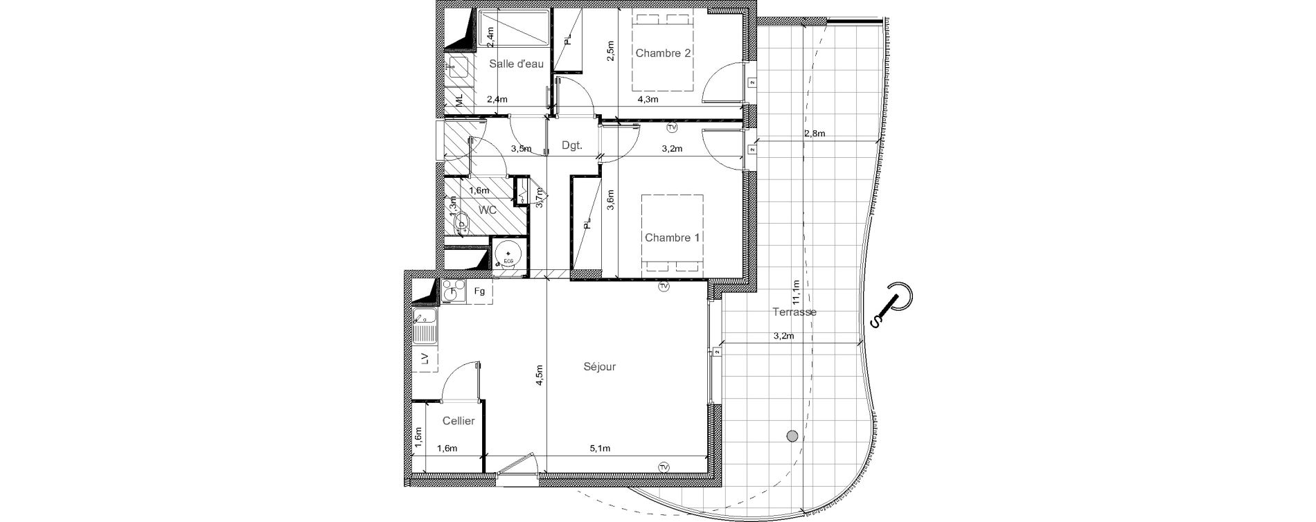 Appartement T3 de 68,10 m2 &agrave; S&eacute;rignan Centre