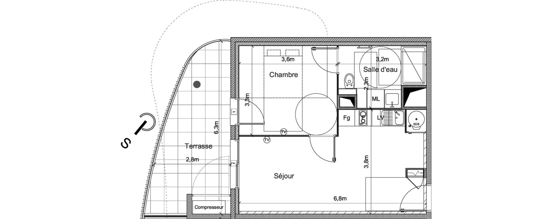 Appartement T2 de 40,00 m2 &agrave; S&eacute;rignan Centre