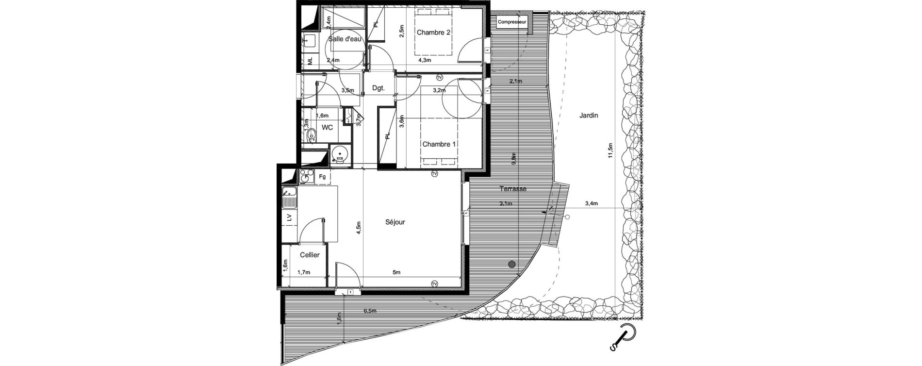 Appartement T3 de 68,10 m2 &agrave; S&eacute;rignan Centre