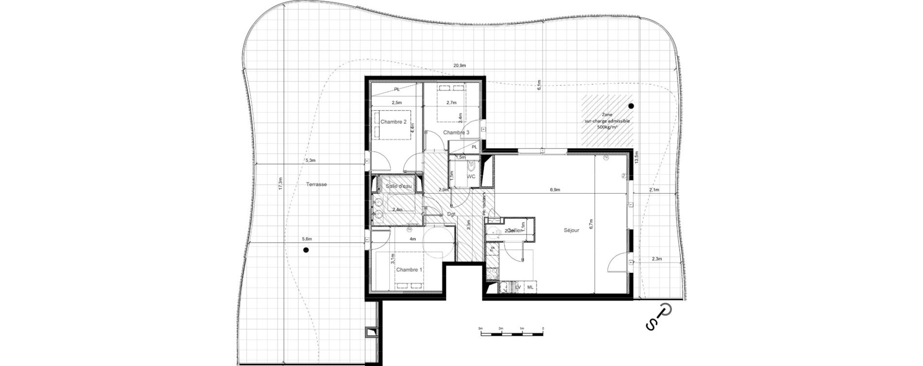 Appartement T4 de 93,10 m2 &agrave; S&eacute;rignan Centre