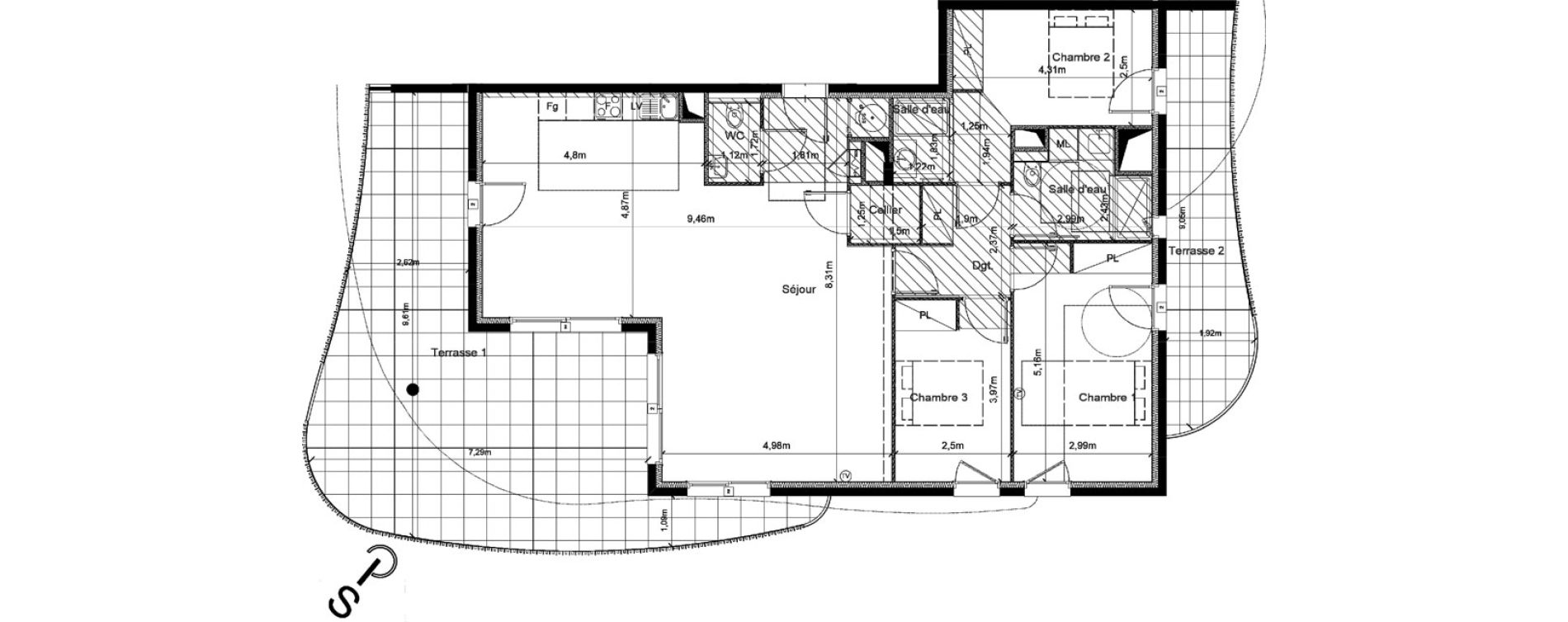 Appartement T4 de 109,80 m2 &agrave; S&eacute;rignan Centre