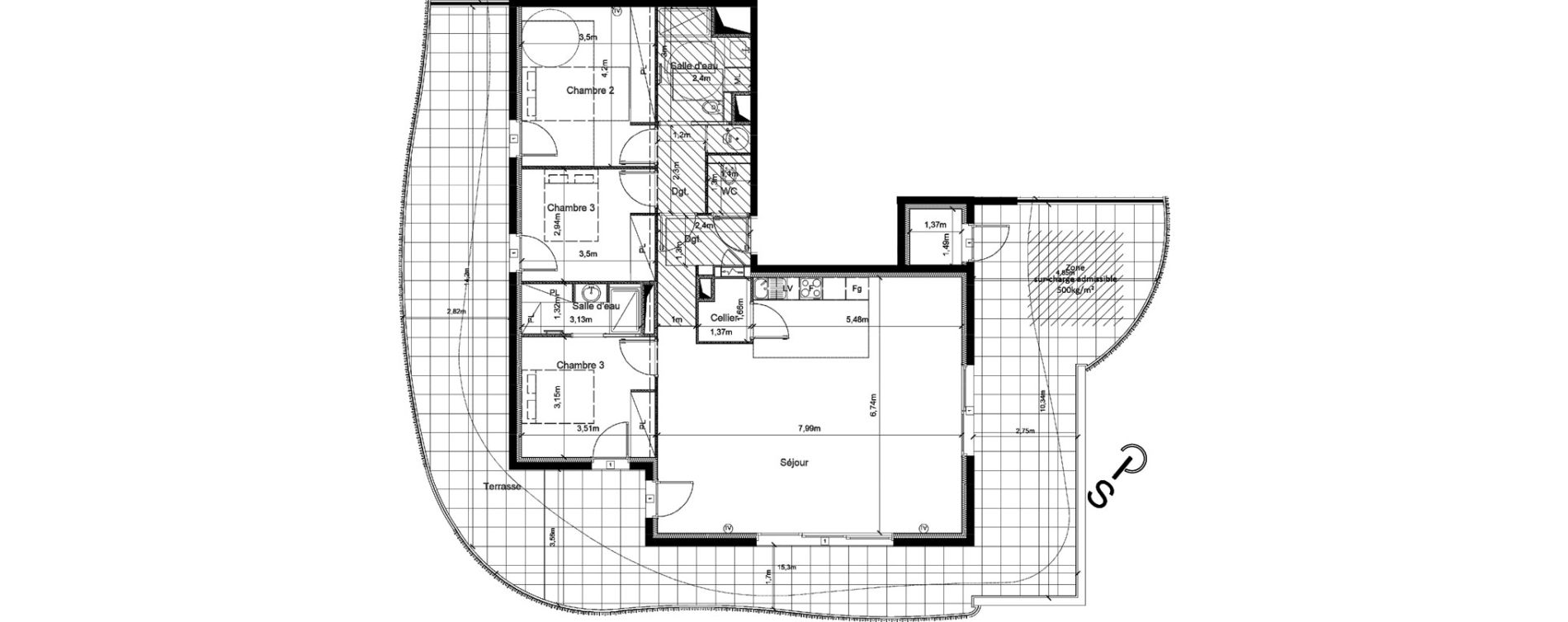 Appartement T4 de 108,10 m2 &agrave; S&eacute;rignan Centre