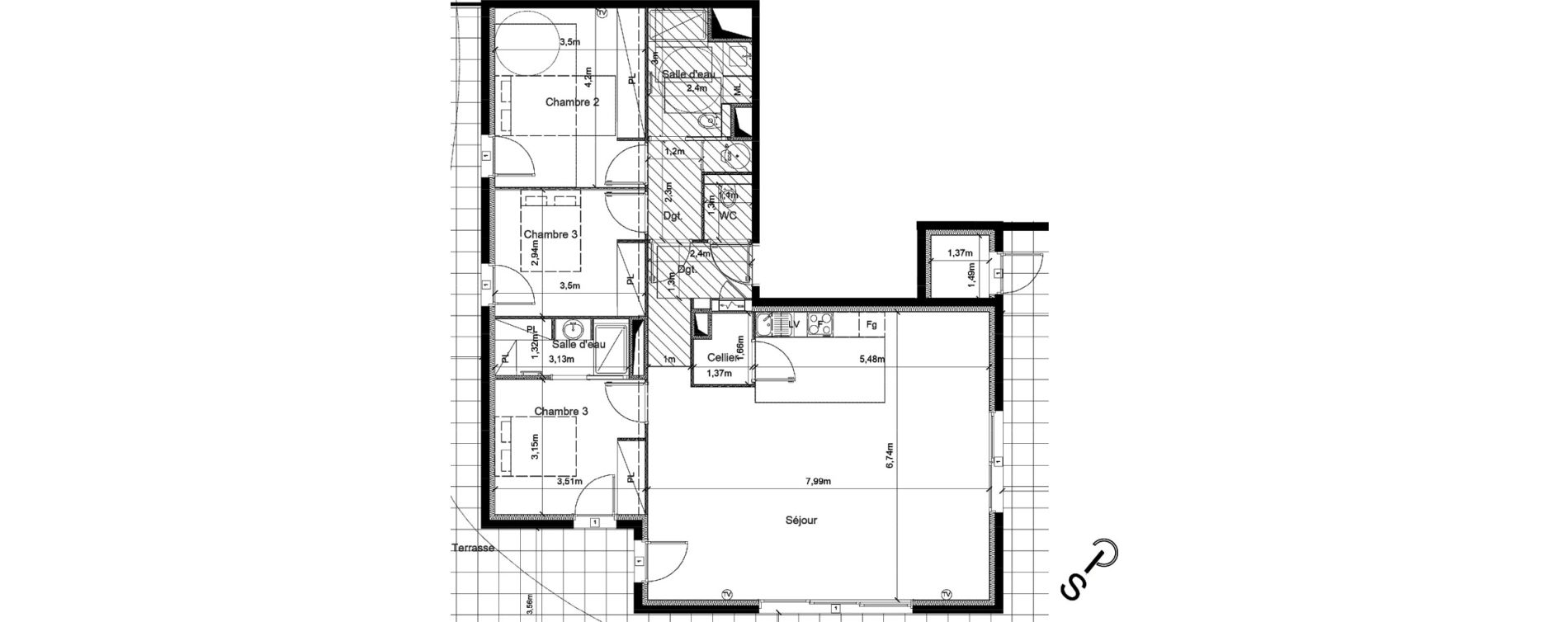 Appartement T4 de 108,10 m2 &agrave; S&eacute;rignan Centre