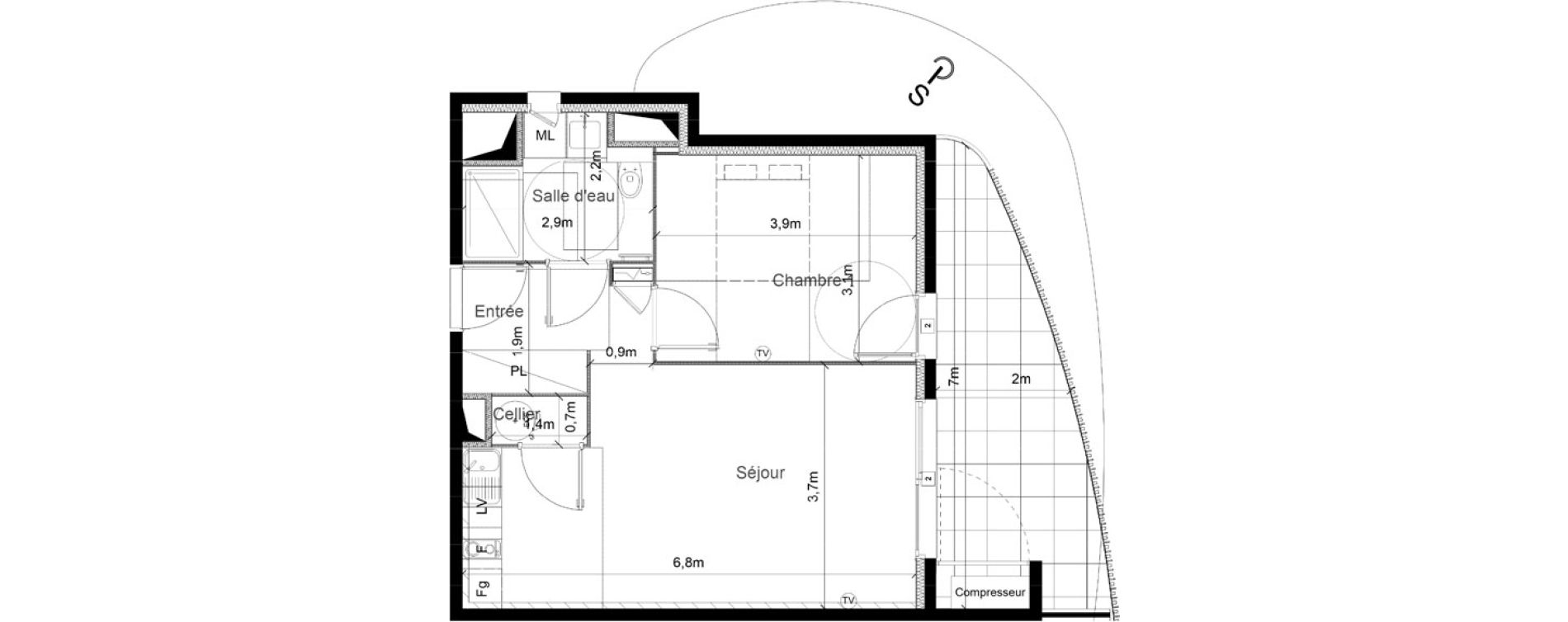 Appartement T2 de 46,03 m2 &agrave; S&eacute;rignan Centre