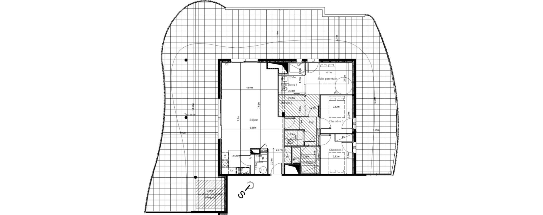 Appartement T4 de 107,57 m2 &agrave; S&eacute;rignan Centre