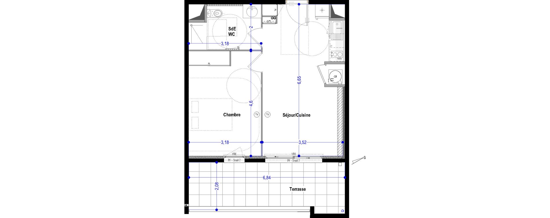 Appartement T2 de 43,20 m2 &agrave; S&eacute;rignan Les jardins de serignan