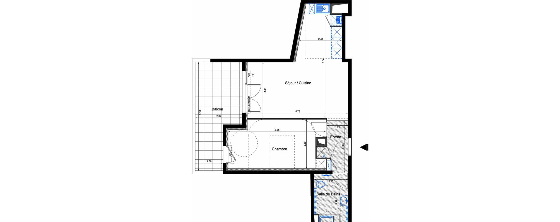 Appartement T2 de 49,82 m2 &agrave; S&egrave;te Les jardins de l etang