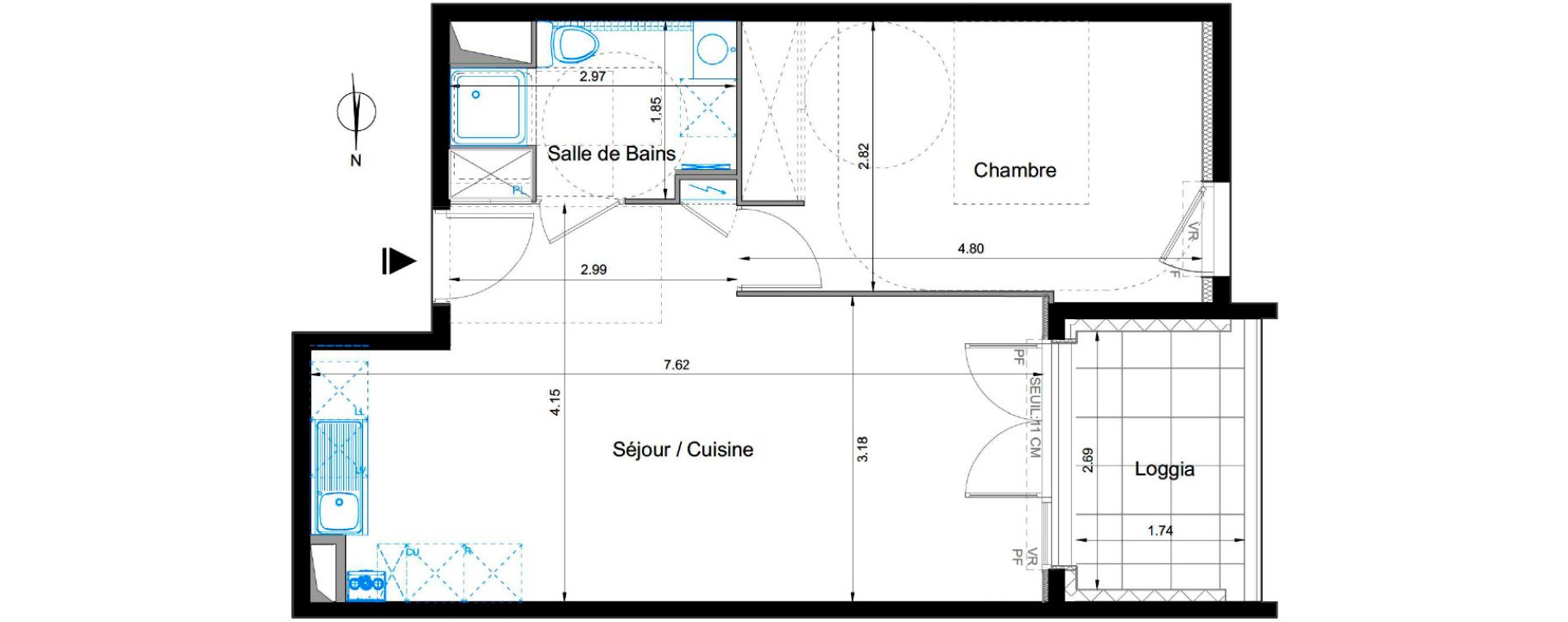 Appartement T2 de 44,76 m2 à Sète Les jardins de l etang