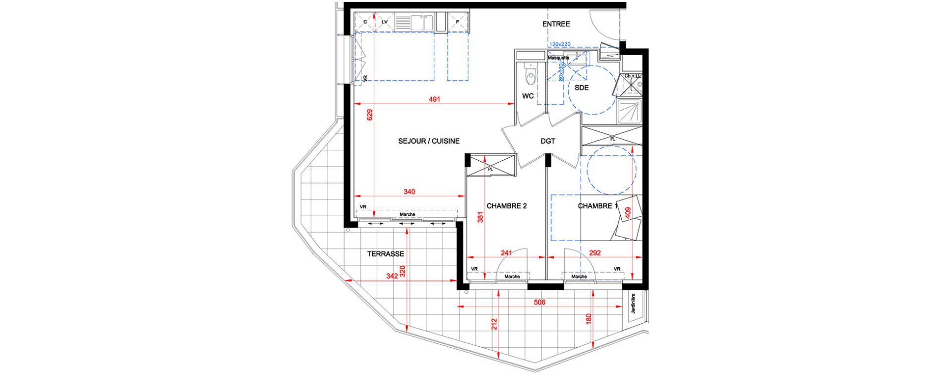 Appartement T3 de 62,65 m2 &agrave; S&egrave;te Centre