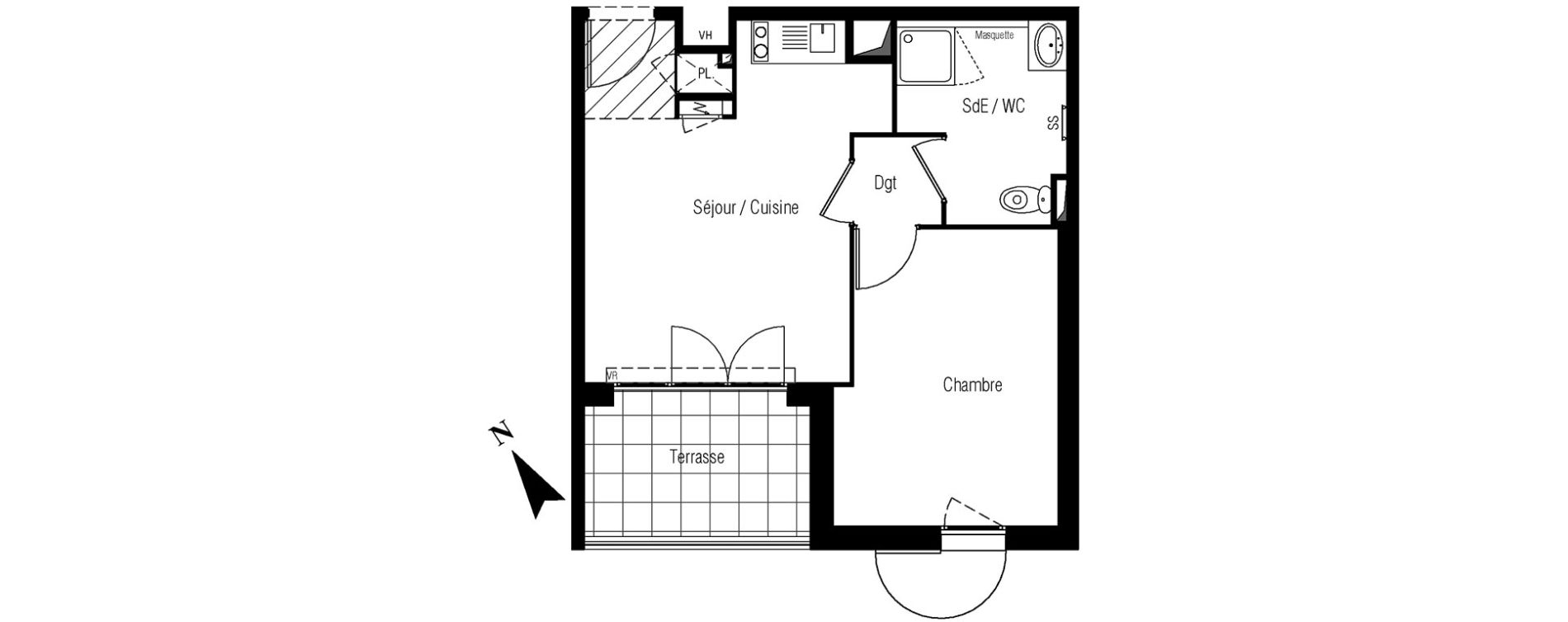 Appartement T2 de 37,35 m2 &agrave; S&egrave;te Le conservatoire