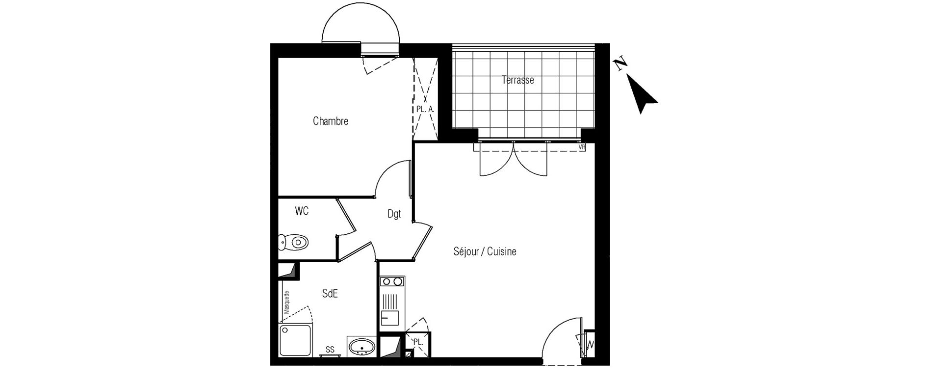 Appartement T2 de 42,70 m2 &agrave; S&egrave;te Le conservatoire