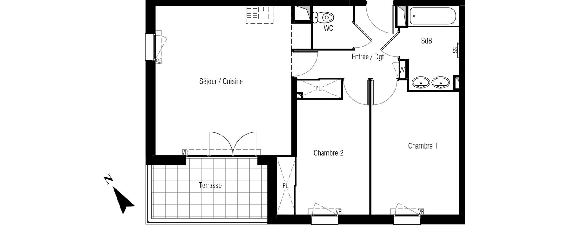 Appartement T3 de 60,30 m2 &agrave; S&egrave;te Le conservatoire