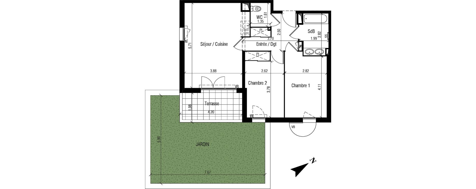 Appartement T3 de 60,35 m2 &agrave; S&egrave;te Le conservatoire