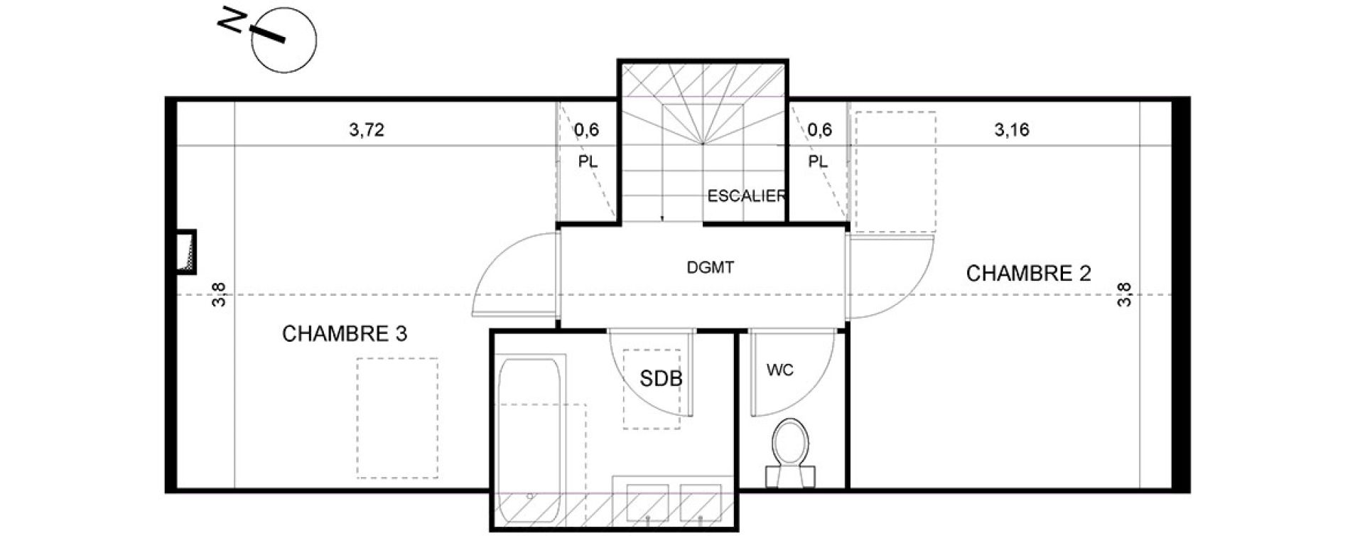 Appartement T4 de 95,60 m2 &agrave; S&egrave;te Centre