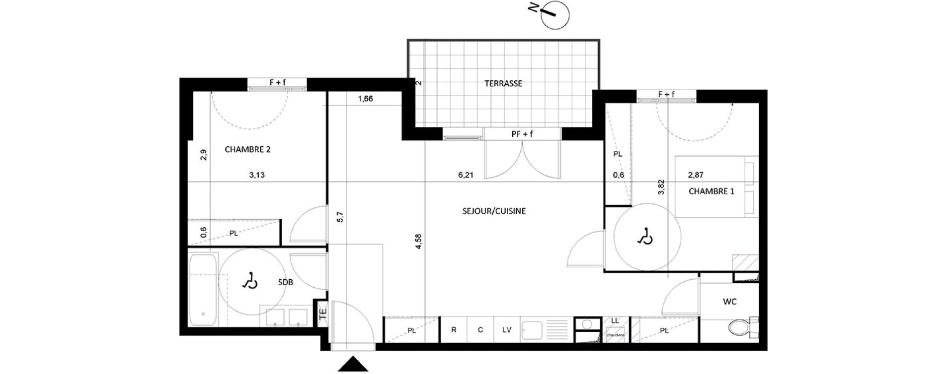 Appartement T3 de 65,90 m2 &agrave; S&egrave;te Centre