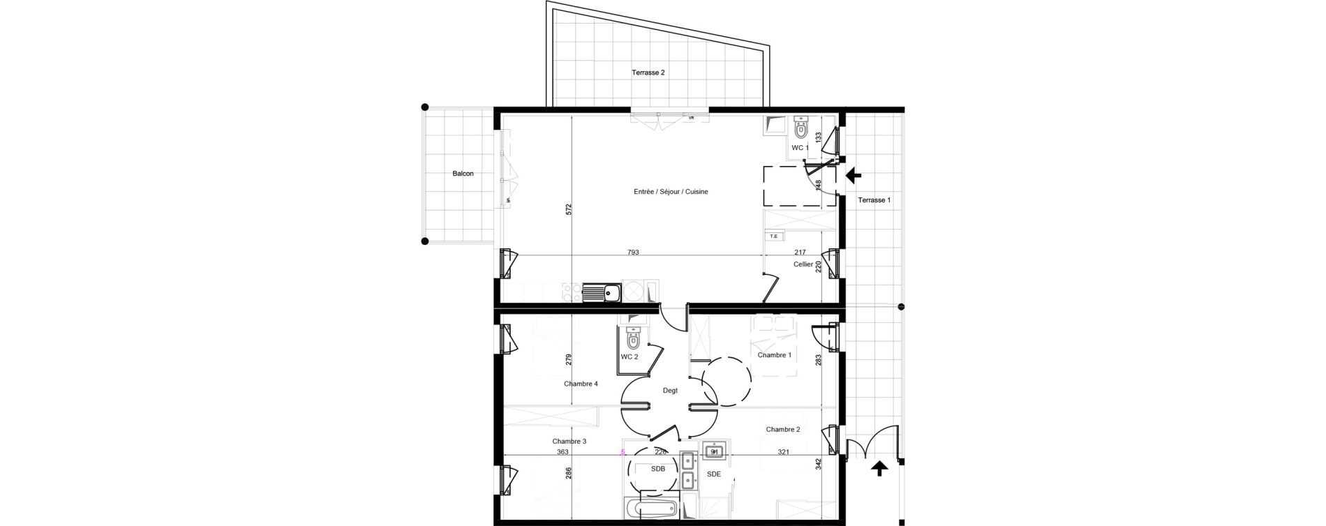 Appartement T5 de 118,36 m2 &agrave; Vendargues Centre