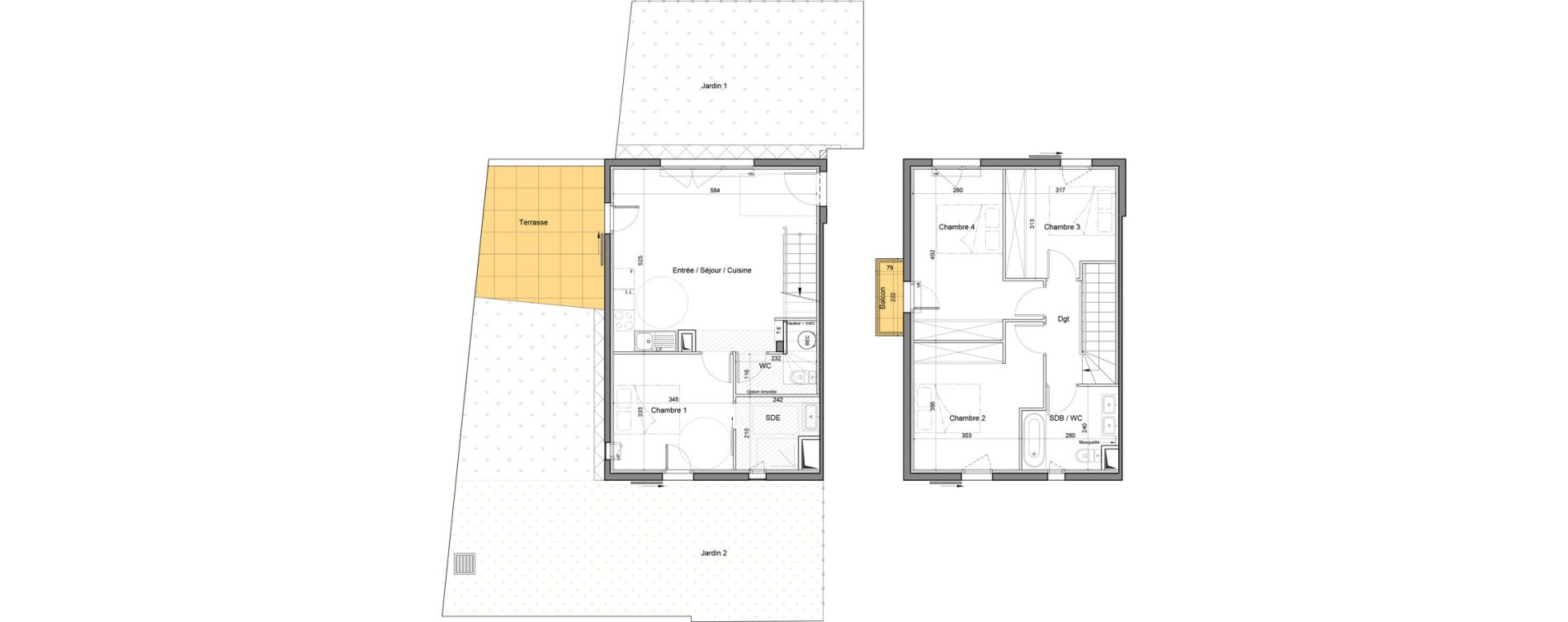 Maison T5 de 90,95 m2 &agrave; Vendargues Centre