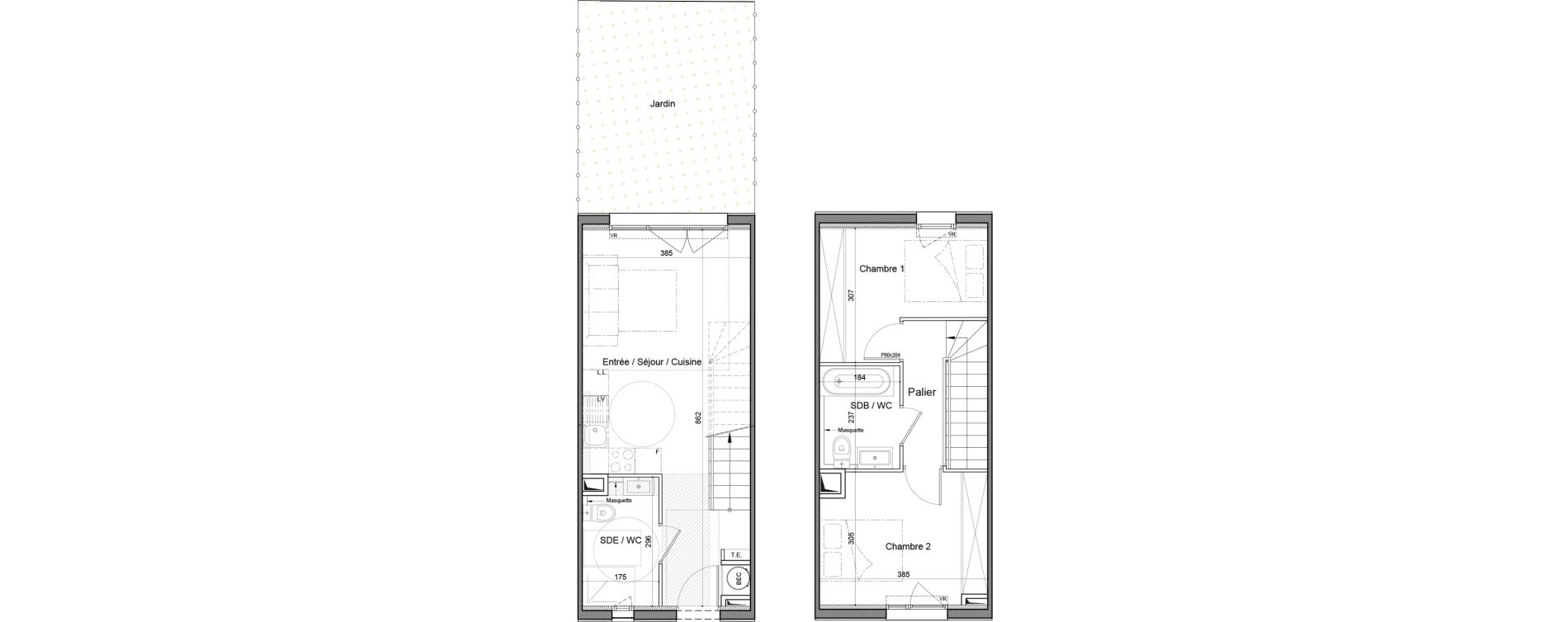 Maison T3 de 57,95 m2 &agrave; Vendargues Centre