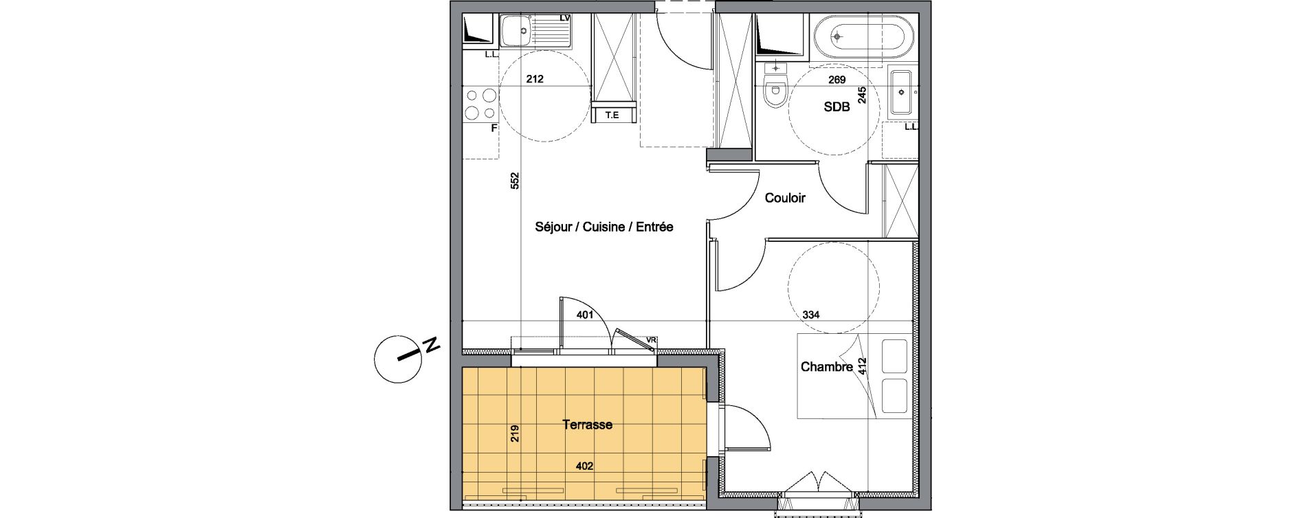 Appartement T2 de 46,35 m2 &agrave; Vendargues Centre