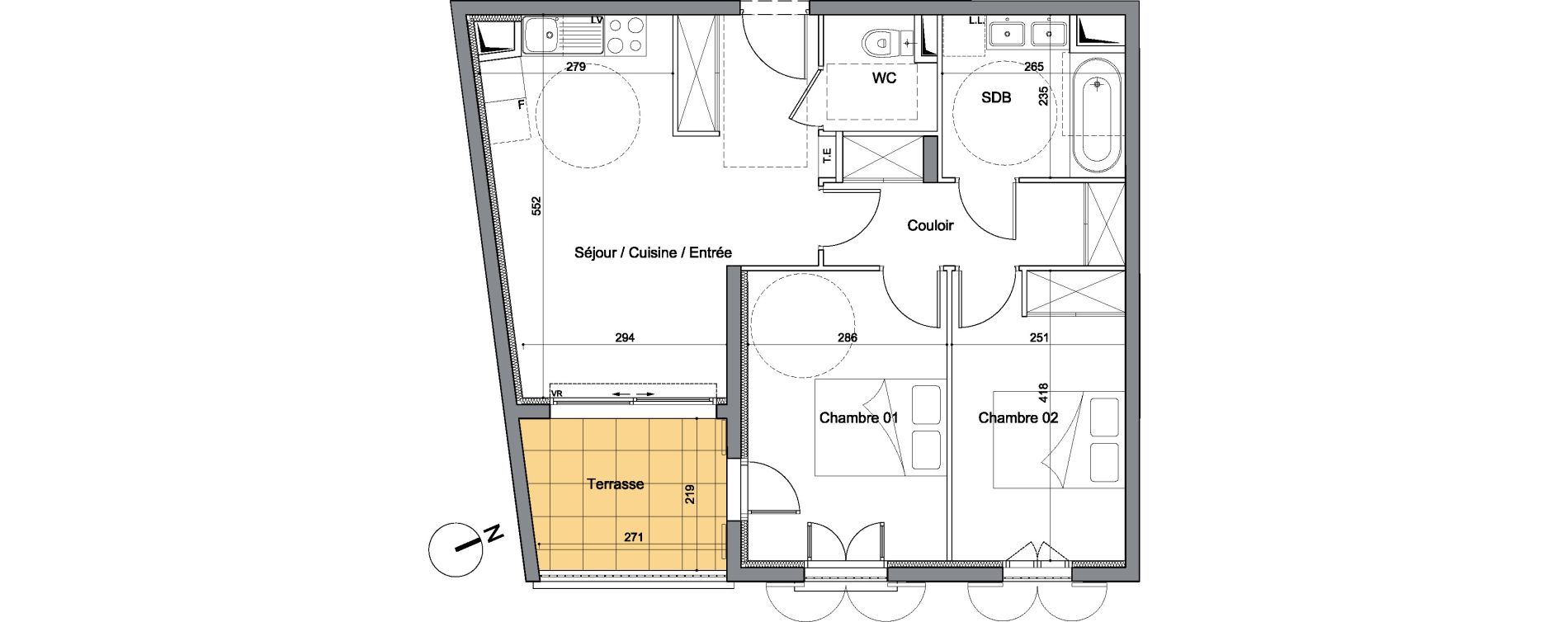 Appartement T3 de 59,10 m2 &agrave; Vendargues Centre