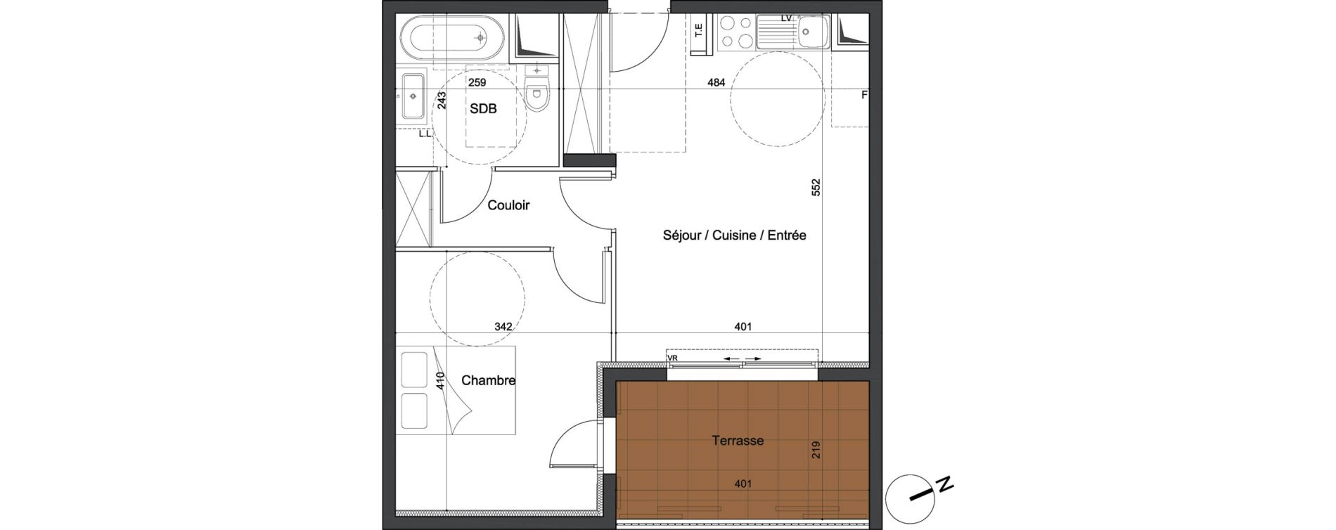 Appartement T2 de 46,65 m2 &agrave; Vendargues Centre