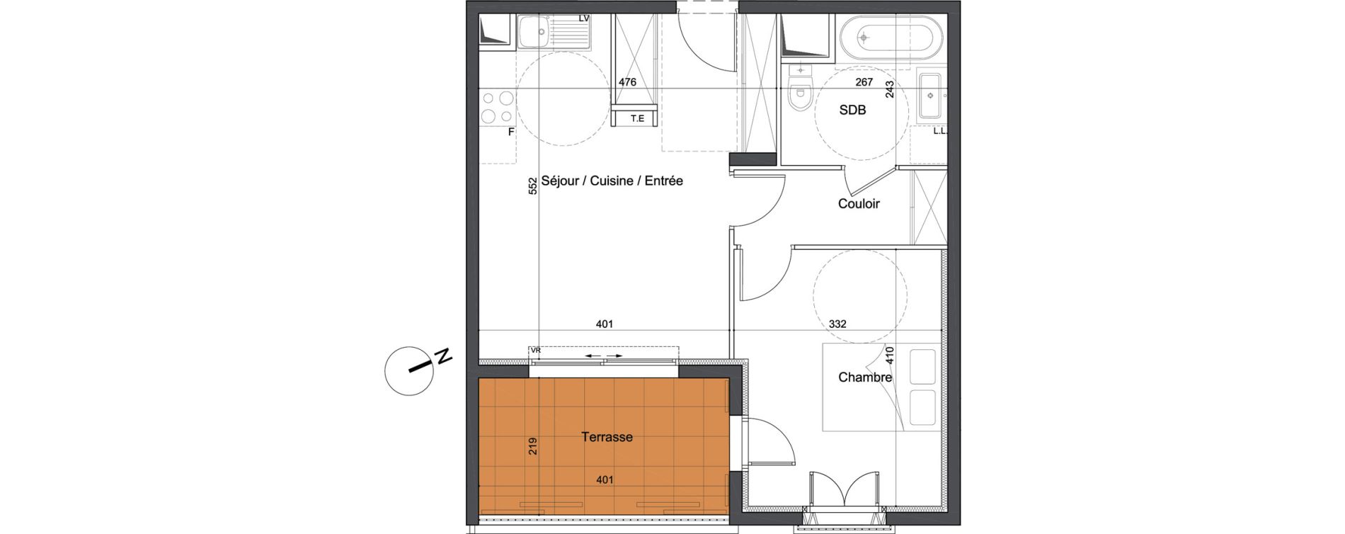 Appartement T2 de 46,05 m2 &agrave; Vendargues Centre