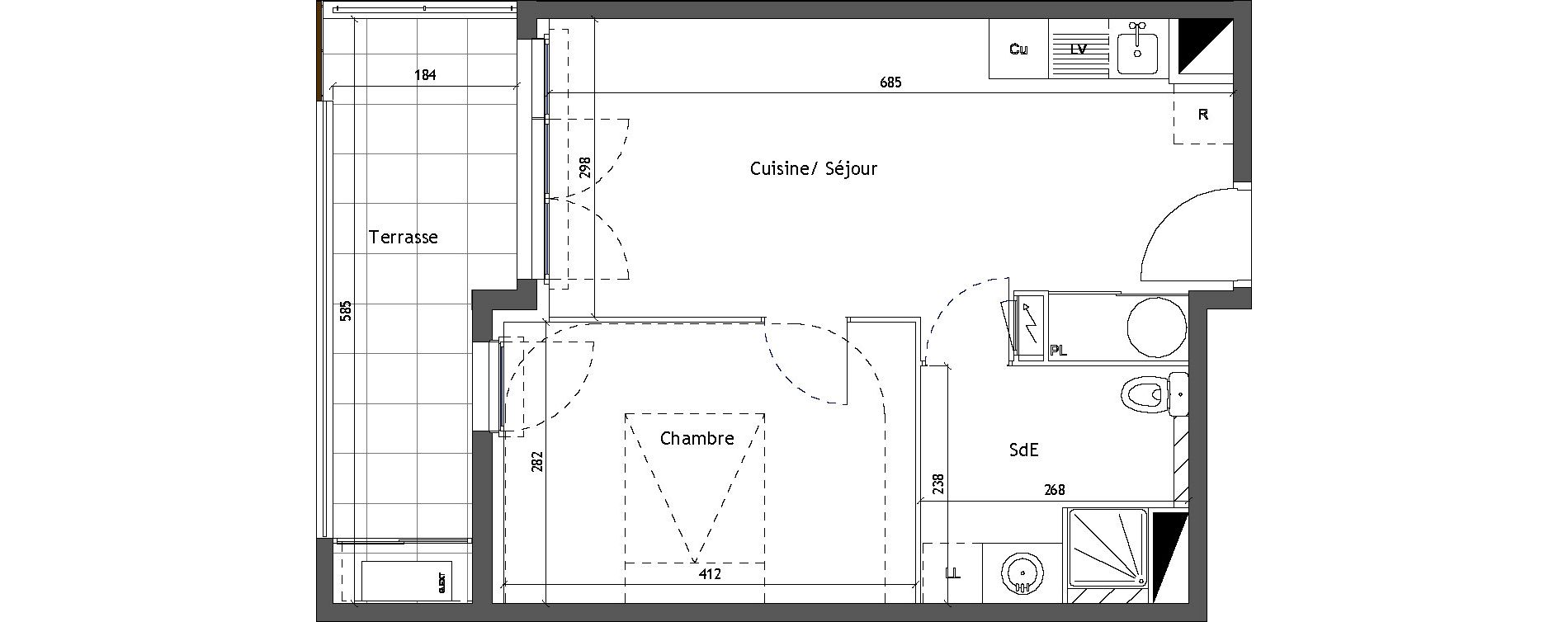 Appartement T2 de 38,30 m2 &agrave; Vendargues Centre