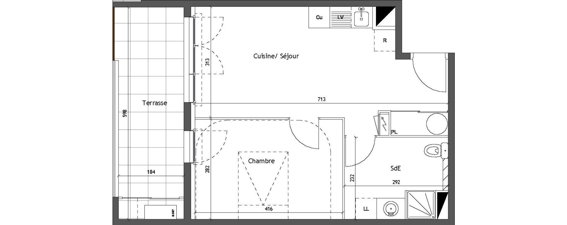 Appartement T2 de 39,10 m2 &agrave; Vendargues Centre